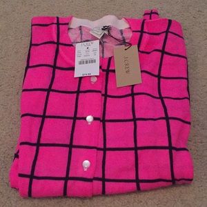 J Crew the Clare Cardigan pink plaid